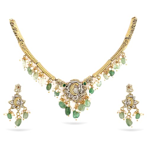 Image of Rubans Necklace Set American Diamond and Cubic Zirconia Ethnic Jewellery Gift for Women & Girls