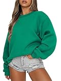 ANRABESS Womens Sweatshirts Crewneck Fleece Oversized Pullover Sweaters Fall Winter Cute Tops Teen Girls Preppy Clothes 2025 Green X-Large