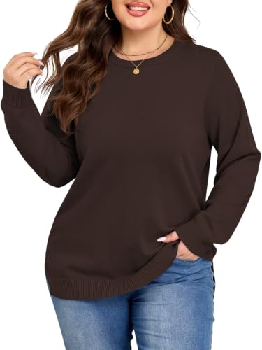 Image of BELAROI Women Plus Size Sweaters Long Sleeve Fall Pullover Sweater Tops