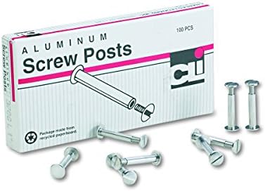 Charles Leonard Aluminum Screw Posts, 1 Inch Post Length, Silver, 100-Pack (3706L)