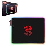Redragon Pluto Tapis de Souris Gamer Ergonomique RGB USB Surface Antidérapante Etanche Tapis de Souris Gaming Jeux Video Retro Eclairé LED pour PC et Mac (Moyen)