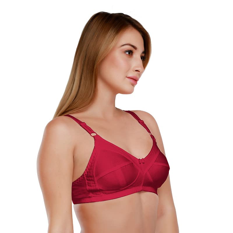 Image of DAISY DEE Women's Cotton Brassiere Non-Padded Wirefree Seamed Full Coverage Comfort-fit Cut and Sew, with Broader Band Regular /Dress /Saree Bra - NSHPU
