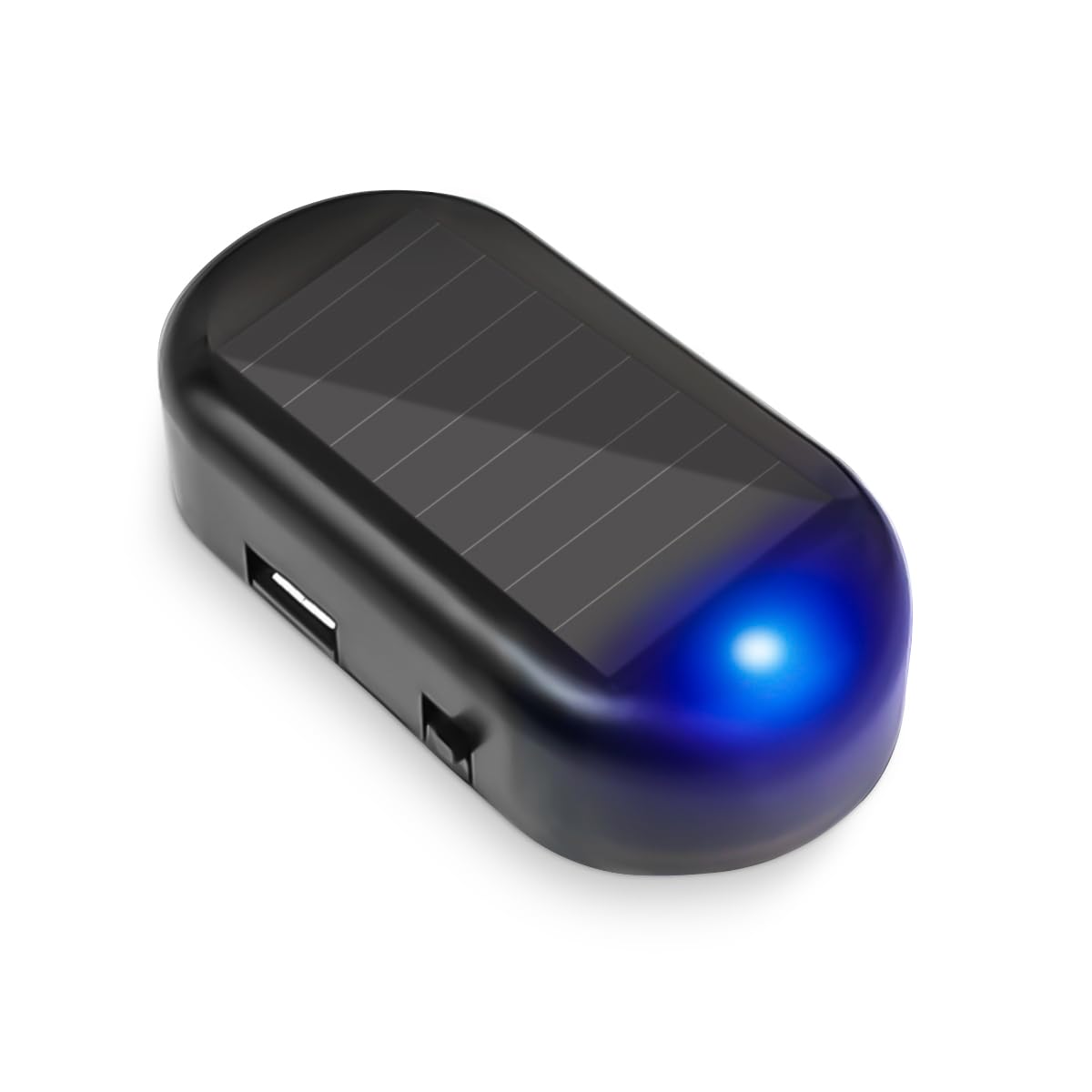 Osilly Car Solar Power Simulated Dummy Alarm, Warning Anti-Theft LED Flashing Security Light with New USB Port, Automotive Interior Safety Alarm Fake Lamp, Universal Car Accessories (Blue)