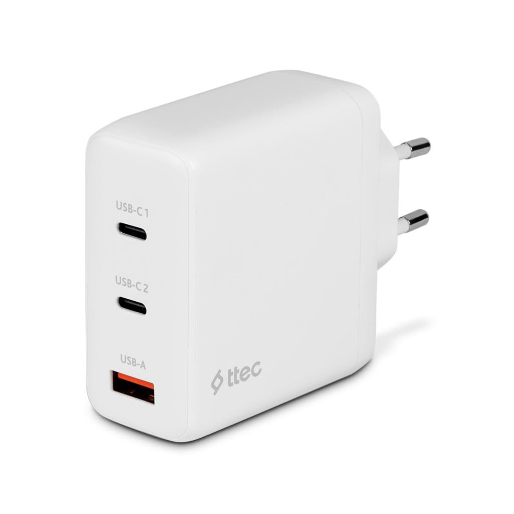 ttec SmartCharger Trio GAN 120W PD Seyahat Hızlı Şarj Aleti 2 USB-C+USB-A Beyaz 2SCG04B