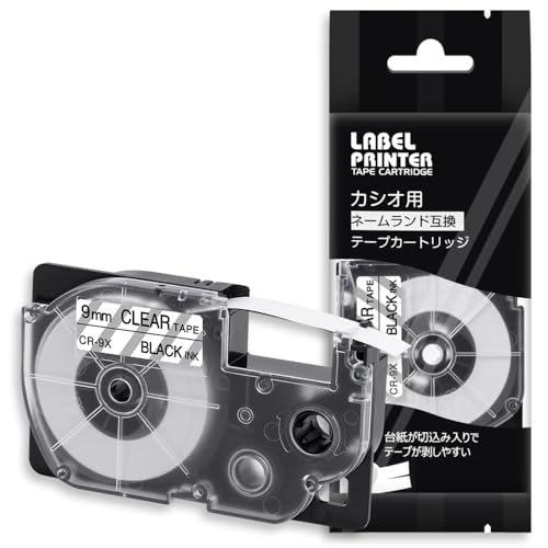 Amazon | 1個 9mm 透明地黒文字 CR-9X テープカートリッジ と互換性の
