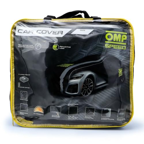 OMP Speed Funda Cubre Coches Exterior/Interior, Impermeable, 4 Capas para SUV Talla L, 483X195X145 cm