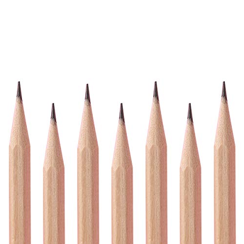 Buspoll Hexagonal Hb Wooden Pencils, 40 Natural Wood Grain Pencils, Children's Stationery(Unpainted) #TOP1
