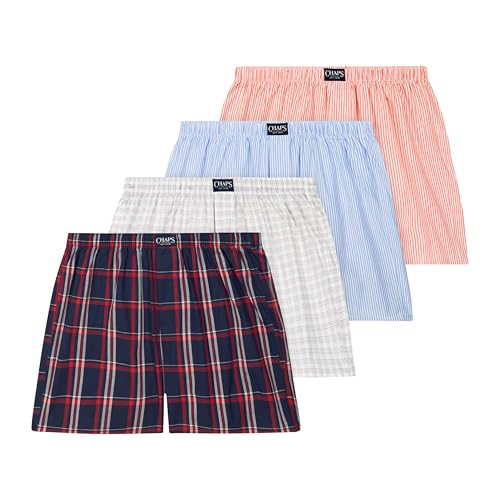 CHAPS UNDERWEAR Men's Underwear, Cotton Woven Boxers for Men, Breathable Boxer Underwear