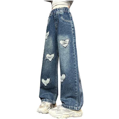 Wide Leg Jeans for Teen Girls Street Cute Baggy Loose Straight Kids Denim Pants Relaxed Fit Full Length 5-16 Years