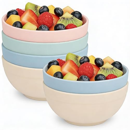 Eco-Friendly Unbreakable Bowl Set of 4, Lightweight Cereal, Pasta & Fruit Bowls, Microwave & Dishwasher Safe, Durable for Salad, Ramen, Noodles & Outdoor Use