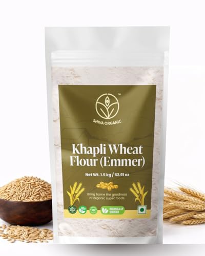 Image of Shiva Organic Khapli Wheat Flour (1.5 kg) | High Dietary Fiber for Easy Digestion | Stoneground Emmer Wheat Flour | Khapli Atta