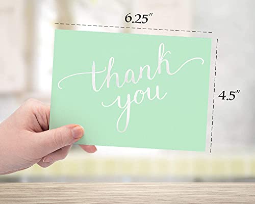 Spark Ink 100 Green Thank You Cards with Envelopes Bulk | Thank You Notes, Elegant Blank Cards & Envelopes, for Small Business, Wedding, Christmas, Graduation 2025, Bridal & Baby Shower, Funeral