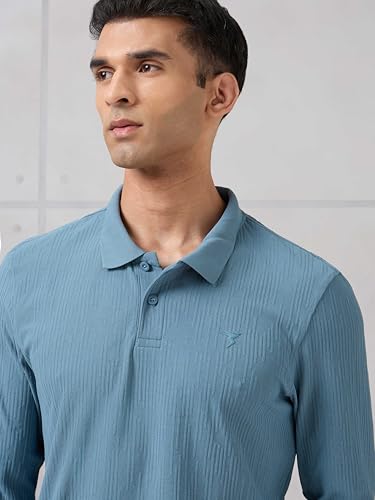 Image of TECHNOSPORT Men's Slim Fit Textured Active Out Full Sleeve T-Shirt for Gym, Sports & Regular Use
