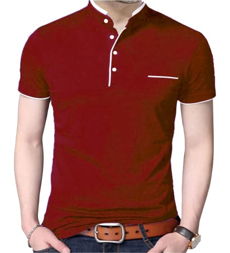 Image of Pixie Fashion Polycotton Mandarin Collar Half Sleeves Men's T-Shirts Combo (Pack of 3)