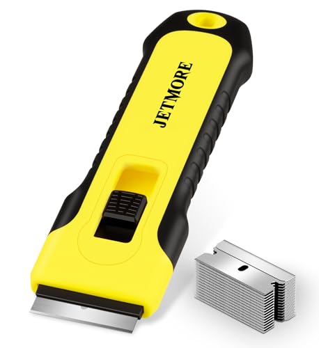 JETMORE Razor Blade Scraper Tool With 15pcs Extra Blades, Paint Scraper for Cleaning, Glass Scraper for Windows, Oven Cleaning Tools, Cuchilla Para Limpiar Cosina, Cleaning Razor for Ceramic Stove Top
