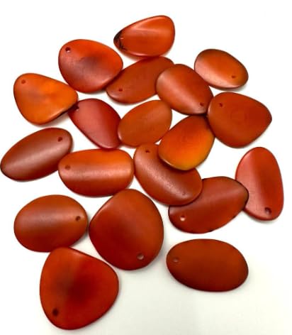 Tagua Beads. Mini Slices Curved in Nail Shape. Orange Slices, Beads, Chips in Orange. Top Drilled. 30 Pieces. Eco Jewelry Making Supplies