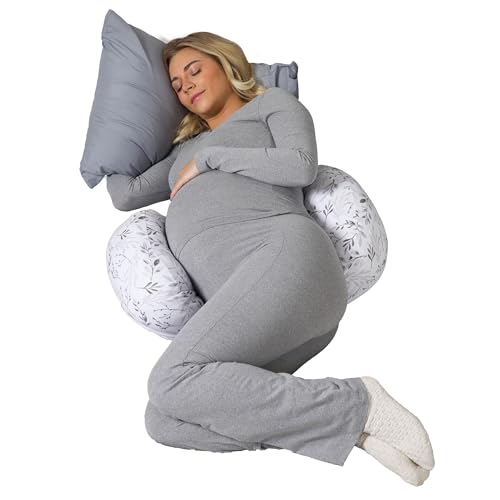 Boppy Side Sleeper Pregnancy Pillow, Gray Falling Leaves,...