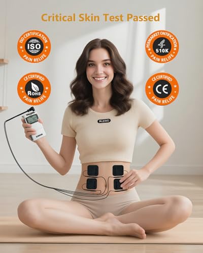Image of TENS Unit Electrode Pads (20PCS) with Free 1 /4 Wire Cable - Universal 2x2 Replacement Pads for TENS EMS Muscle Stimulator - Compatible with TENS 7000 /3000, AUVON, Belifu, AVCOO, Neocarbon, TENKER