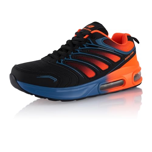 Fusskleidung® Damen Herren Sportschuhe Dämpfung Sneaker leichte Laufschuhe Orange Schwarz Blau EU 41