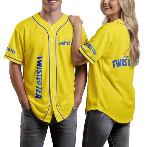 Yellow Hard Iced Tea Jersey Drinking Baseball Jersey Funny Casual Shirt Short Sleeve