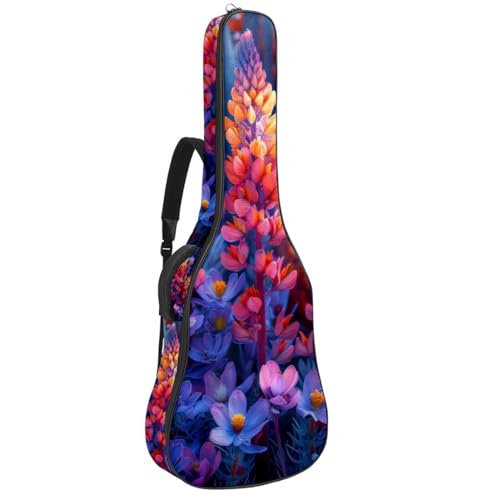 Housse guitare acoustique étanche fleurs rouges 41 pouces