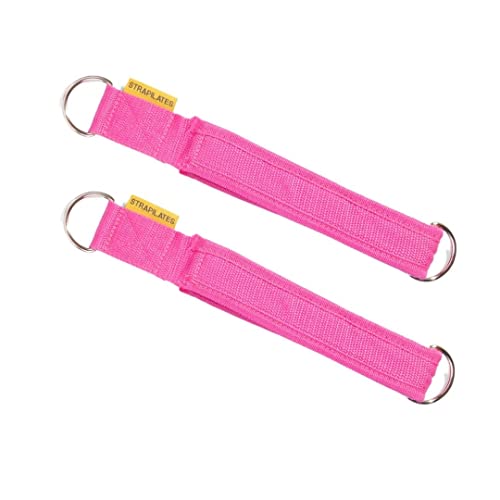 Strapilates Single Loop Pilates Straps for Pilates Reformer, Pilates Cadillac, and Other Fitness Equipment Adjustable Length with Double D-Ring,Color: Pink, One Pair (2 Pieces)