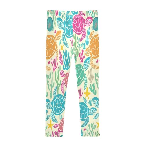Toddler Girls Leggings Printed Yoga Pants Leggings Yellow Pink Turtles for Kids2