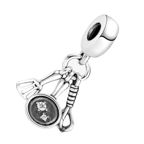 Spatula, Frying Pan & Whisk Dangle Charm Fit Women Bracelet Necklaces Fashion Gifts 925 Sterling Silver DIY Jewelry