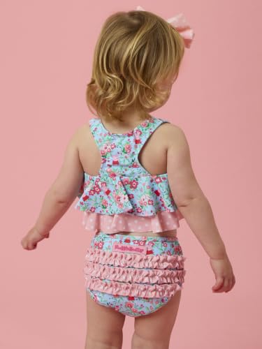 Image of RuffleButts Girls UPF50+ Sun Protection Flounce Bikini Two Piece Swimsuit