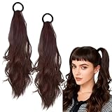 2 Piezas Coleta Postiza con Banda Elástica, Marron Ponytail Largo para Mujeres (Marrón)