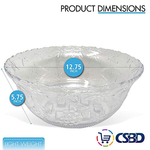 CSBD Punch Bowl 2 galões Plástico de qualidade premium com concha de 147 g, 2 Gallon, 1