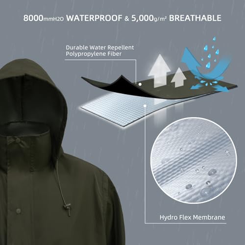 Image of LOOGU Men's Rain Suit - Rain Gear for Men Waterproof, Lightweight Rain Coat, Breathable Mens Rain Jackets Hood and Pants