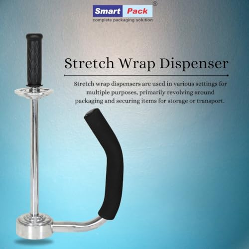 Image of SMART PACK Manual Type Stretch Wrapping Dispenser for Packaging of Goods | Shrink Wrap, Stretch Film, Handheld Film, Plastic Wrap, Packing Film, Dispenser | Hand Stretch Wrapping Tool | Pack of 1 Tool