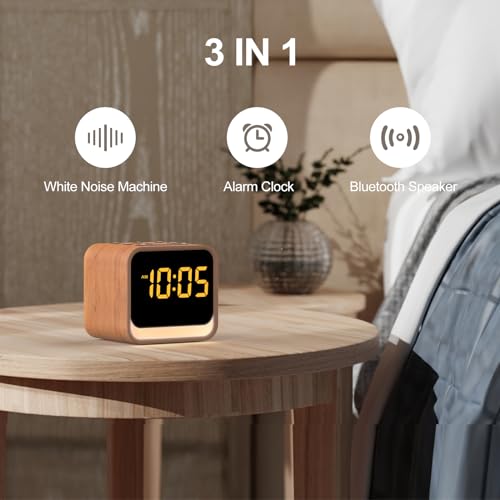 Housbay White Noise Machine with Alarm Clock for Bedrooms, Bluetooth Speaker, Sound Library, Sleep Routine, Brown Noise, Nature Sound Machine for Sleeping (Wood Tone) - Image 3