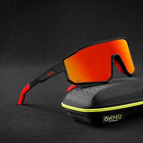 Image of OKNO Eyewearlabs Sunglasses For Men & Women | Polarized Sports Over-Sized Unilens Wrap-Around Branded Stylish Spectacles | 100% UV Protection Shades | Cricket Sports Cycling Driving Trekking & More