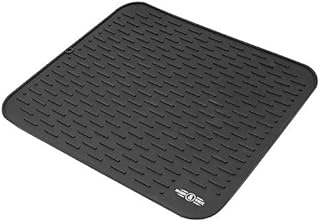 Silicone Dish Draining Mat Black | Non-slip Rubber Drying Board | Waterproof Dish & Utensil Draining Board Sink Cover | Heat Resistant Trivet | M&W