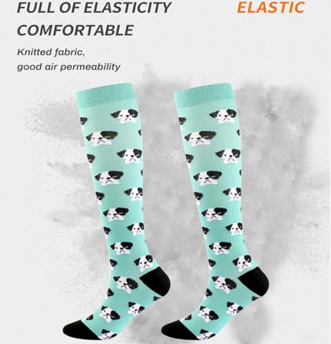 Image of Women's Knee High Compression Socks for Running Work Support Nurses Pregnancy Travel,Colorful Over The Calf Socks,#W402