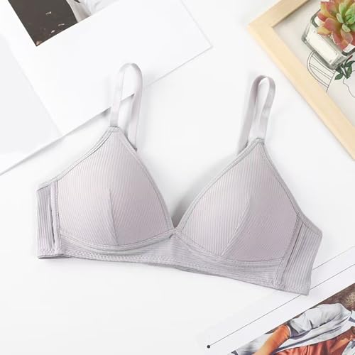 [Avejjbaey] Bralette Seamless V Neck Big Breasts Minimizer Comfortable Everyday Bra Triangle Bralettes for Women, gray (light gray), AB70 - Image 6