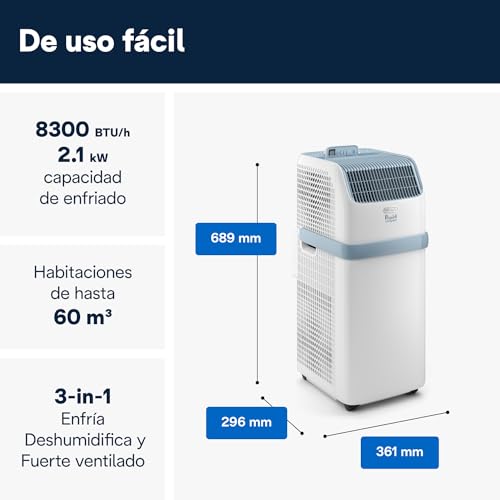 Miniatura 2 de (Usado) De Longhi Pinguino Compact Pac Es72 Young Aire Acondicionado Portátil 8.300 Btu H, 2,1 Kw, Hasta 60m , Función Deshumidificador Y Ventilación, Temporizador 24 Horas