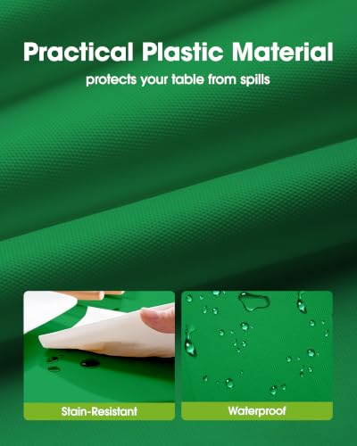 Image of Pureegg Plastic Table Cloth Disposable 10 Pack, 54 x 108 Inch Table Cloths, St Patricks Day, Christmas Decorations, Tablecloths, Rectangle, Forest, Plastic Cover, Leakproof & Sturdy, Green
