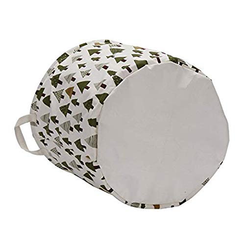 Sea Team 19.7" X 15.7" Large Sized Folding Cylindric Waterproof Coating Canvas Fabric Laundry Hamper Storage Basket With Drawstring Cover, Tree #TOP4