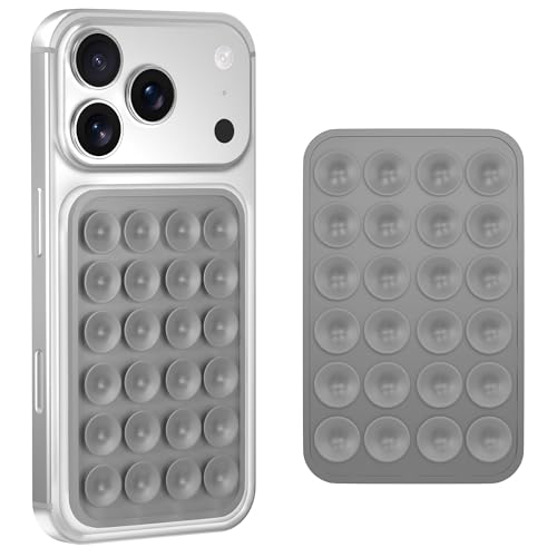 Image of Sounce Suction Phone Case, Phone Suction Sticker, for Hands-Free Mobile Accessory Holder Grip, Video Phone Accessory Compatible Mirror, Shower (Light Grey)