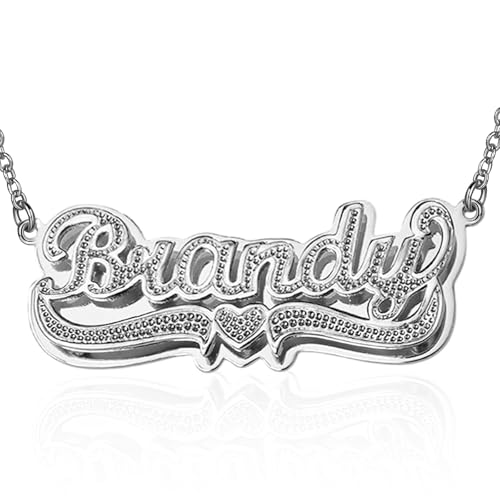 Drawelry Personalized Name Necklace 18K Gold Silver Nameplate Custom Names Double Plated Chain Pendant Necklaces Customized Jewelry Gift for Women Birthday Valentines Christmas Festival