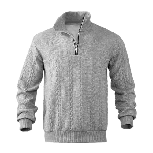 Winter Men's Knitted Warm Large Size Pullover Sweater Classic Solid Color Zipper Collar Sweater