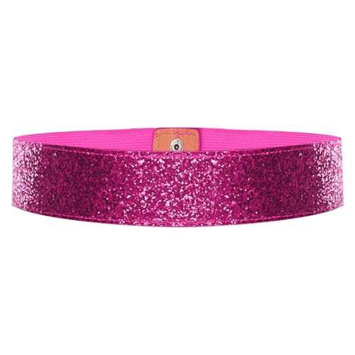 Jelory Womens Sparkle Glitter Rhinestone Faux Leather Belts Wide Elastic Waist Party Stretch Dress Belt2