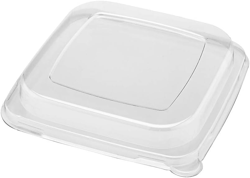 Restaurantware LIDS ONLY: Pulp Tek Plastic Flat Lids 100 Disposable Lids For Tall Bowls- Bowls Sold Separately Built-In Tab Clear Plastic Flat Lids Fits 32 And 42 Ounce Bagasse Tall Bowls