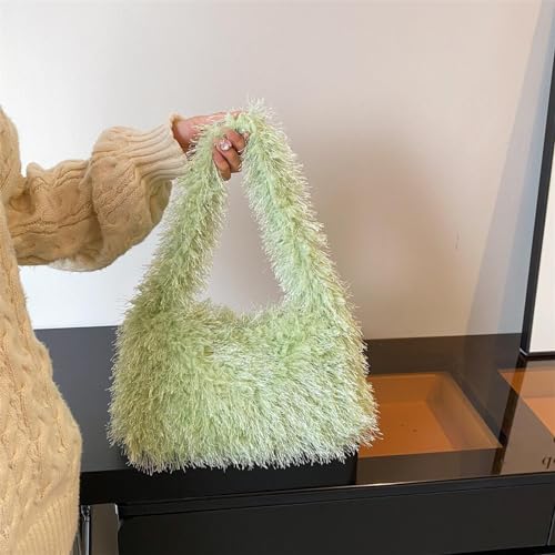 Fluffy Shoulder Hobo Bag Handbag and Purse Women Y2K Fuzzy Soft Plush Underarm Tote Bag2
