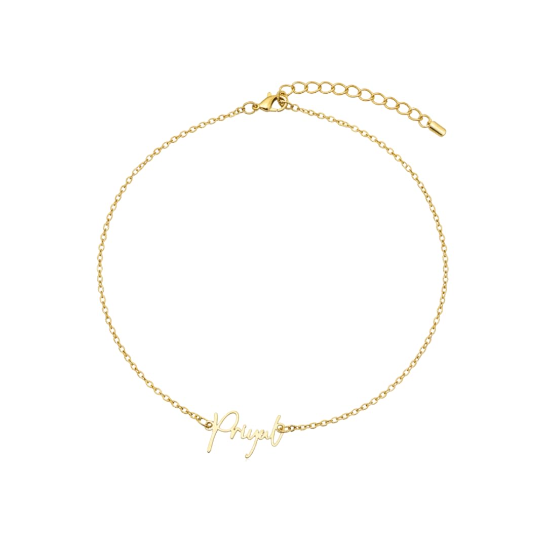 Personalized Name Anklet for Women | Custom Gold-Plated Adjustable Chain Anklet | Minimalist Engraved Name Jewelry | Gift for Her-image-43