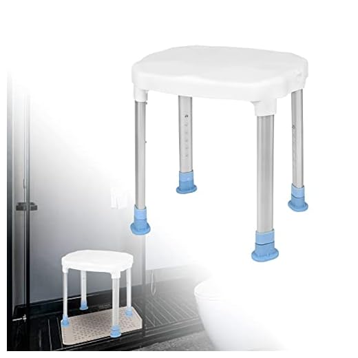 LZQ Shower Stool Bathroom Stool Height Adjustable Bath Stool Shower Bench Bathroom Stool Shower Aid Shower Chair for Seniors Matte Seat up to 150 kg