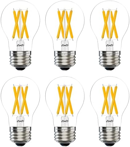 MorningLight E26 LED Bulb 7W Equal 75 Watt Dimmable LED Light Bulbs, 2700K Warm White, 6 Pack A15 Clear Antique LED Filament Bulb for Ceiling Fan, Fixtures, 850LM, ETL Listed